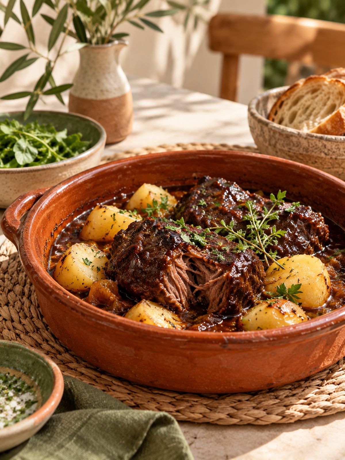 Cazuela de carrillada en salsa con patatas