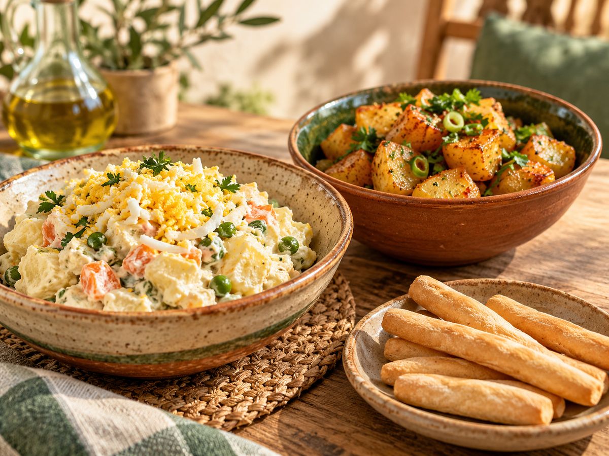 Ensaladilla y papas aliñadas