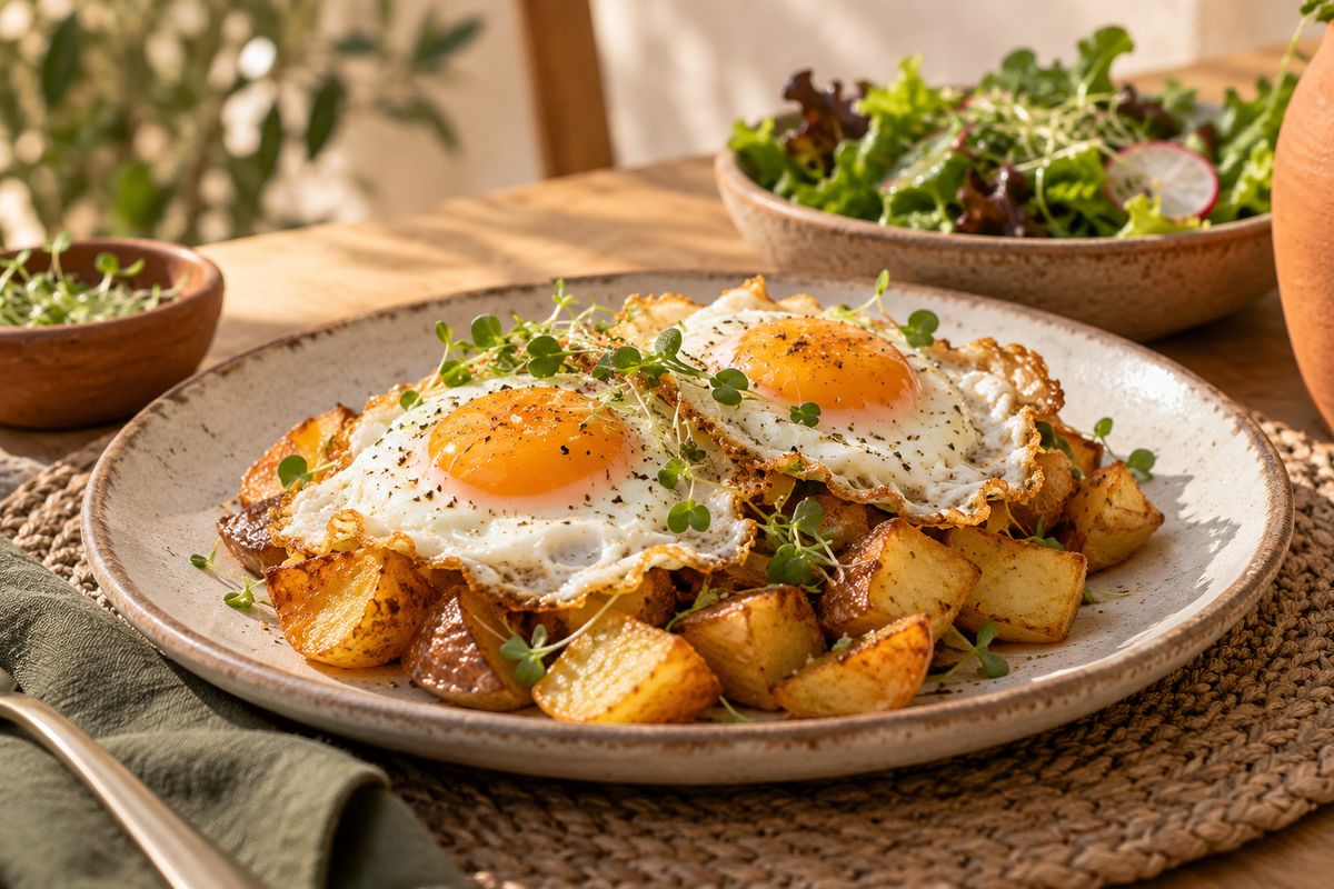 Huevos fritos con patatas