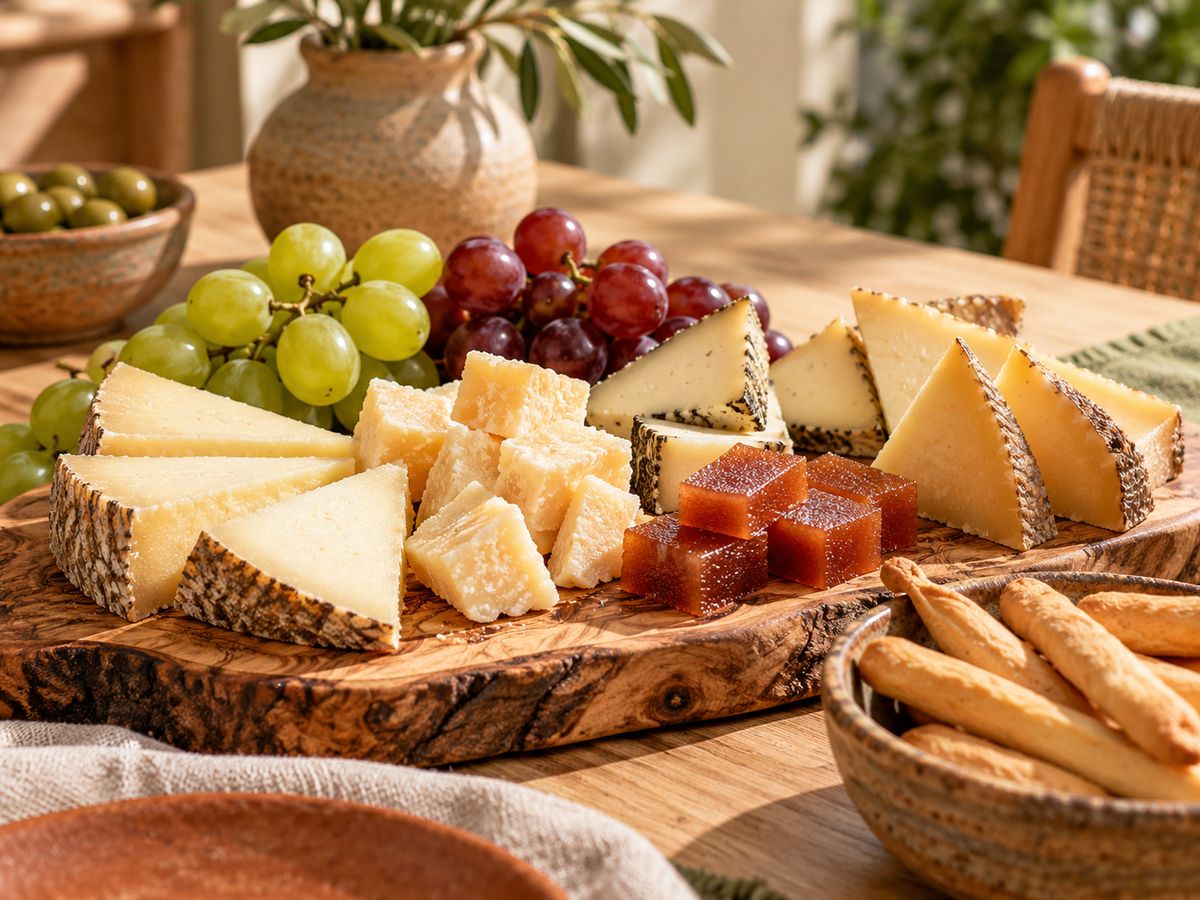 Tabla de quesos con membrillo y picos