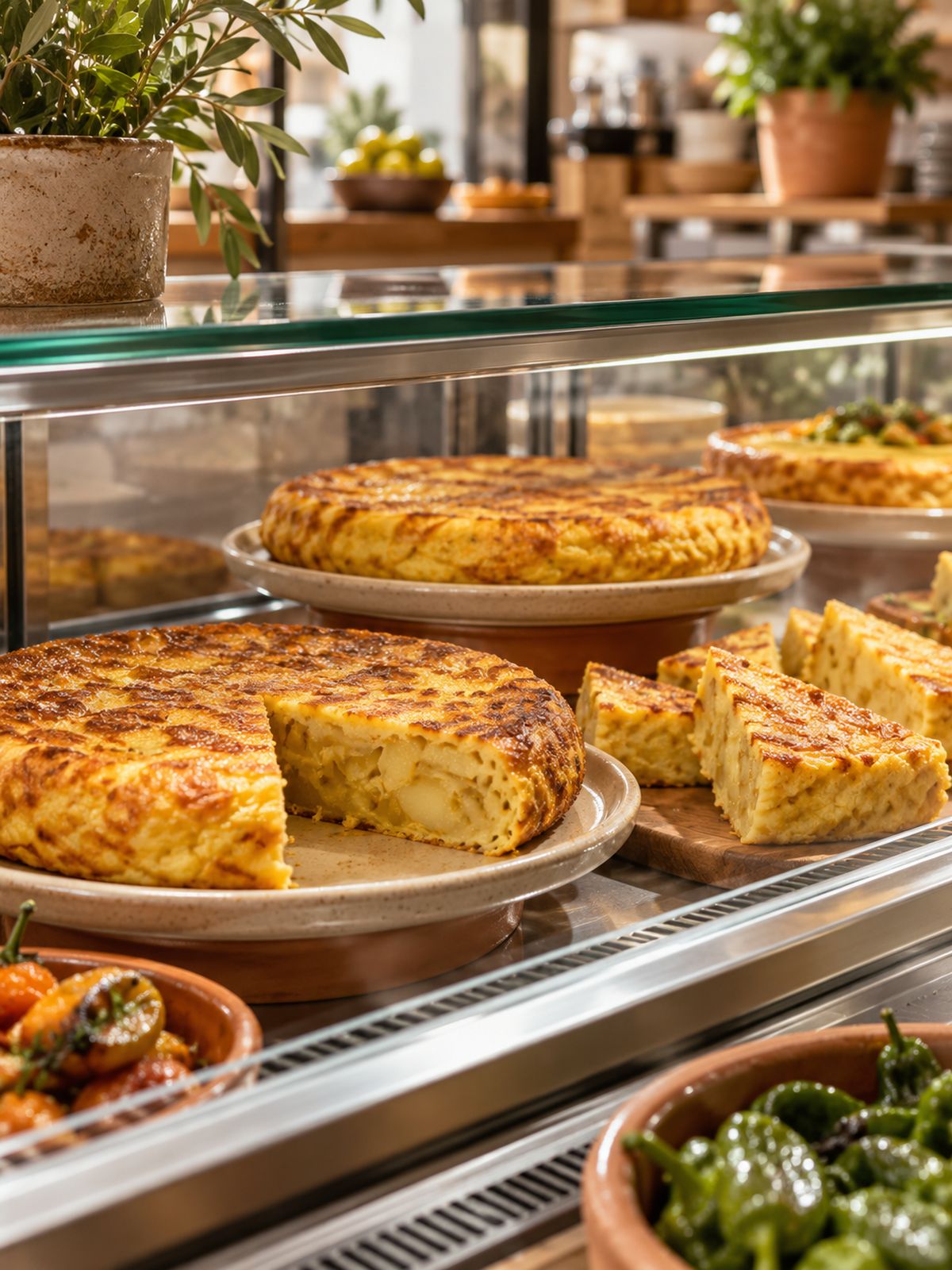 Vitrina con tortillas de patata caseras