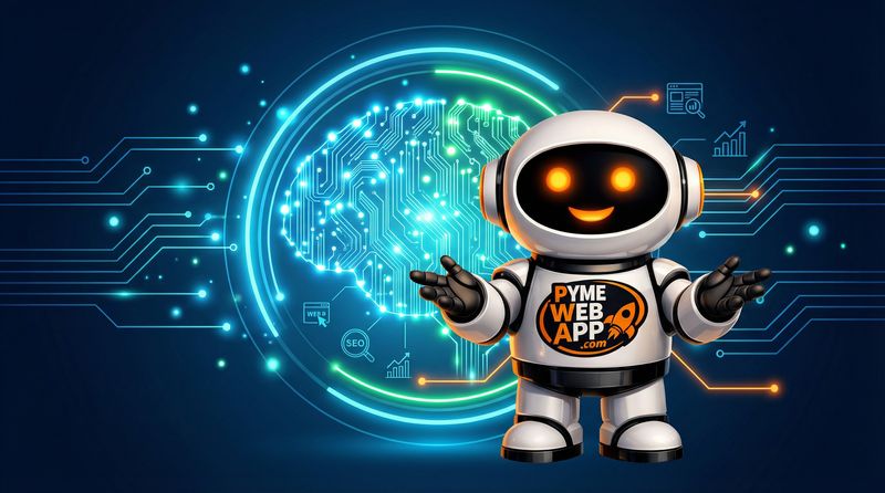 Robot PymeWebApp con cerebro digital de inteligencia artificial para posicionamiento SEO
